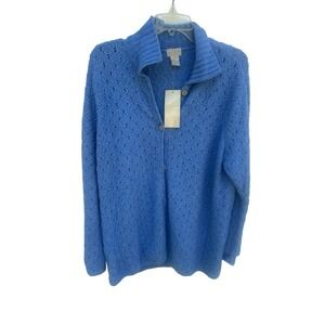 Sigrid Olsen Sport 1X Blue Button Front Sweater Soft Knit Cardigan Plus Size